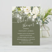 Invitation Champagne Sage Rustique Fête des mariées Florale (Debout devant)