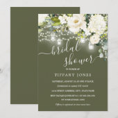 Invitation Champagne Sage Rustique Fête des mariées Florale (Devant / Derrière)