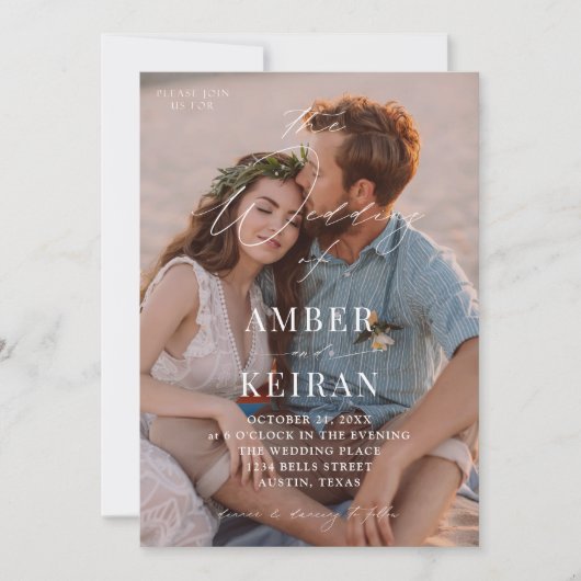 Invitation Champagne Shades - Mariage photo V2 (Devant)