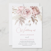 Invitation Champagne Shimmer Dusty Rose Blush Printemps Maria (Devant)