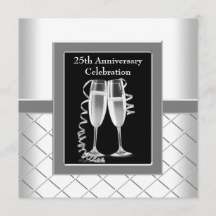 Invitation Champagne Silver 25e Mariage fête d'anniversaire