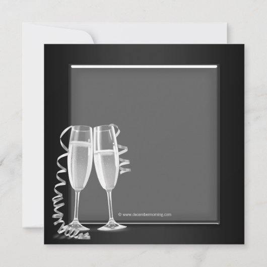 Invitation Champagne Silver Black Masquerade Party (Dos)