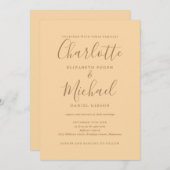 Invitation Champagne Simple tout en un Mariage de script chic (Devant / Derrière)