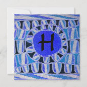 Invitation CHAMPAGNE SOLAIRE MONOGRAM, bleu turquoise noir (Devant)