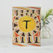 Invitation CHAMPAGNE SOLAIRE MONOGRAM, jaune orange noir roug (Debout devant)
