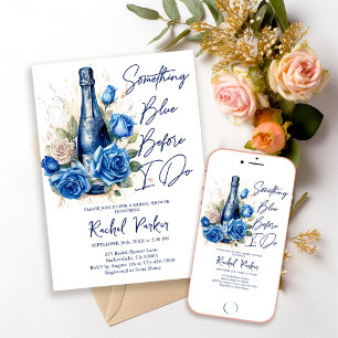 Invitation Champagne Something Blue Floral Fête de Mariée
