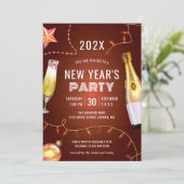 Invitation Champagne String éclaire la fête du Nouvel An (Debout devant)