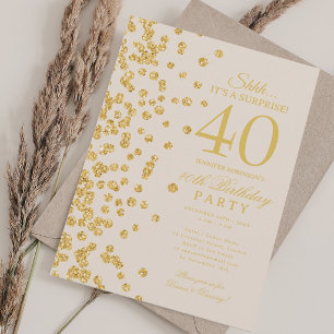 Invitation Champagne Surprise 40e Anniversaire Paillettes Dor