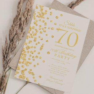 Invitation Champagne Surprise 70e Anniversaire Gold Glitter