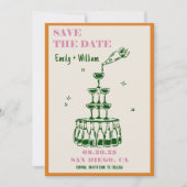 Invitation Champagne tiré à la main Enregistrer la date maria (Devant)