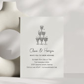 Invitation Champagne Tower Doodle Custom Name Wedding