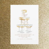 Invitation Champagne Tower Gold Text Party