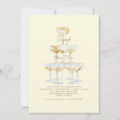 Invitation Champagne Tower Gold Texte Jaune Partie d'engageme (Devant)