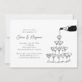 Invitation Champagne Tower Sketch Engagement Party (Devant)