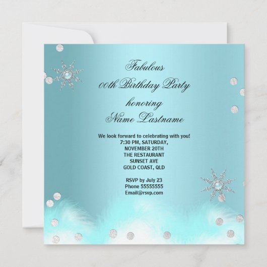 Invitation Champagne turquoise talons hauts Fête d'anniversai (Dos)