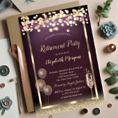 Invitation Champagne Verre Ballons Parties scintillant Gold R