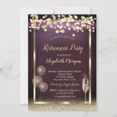 Invitation Champagne Verre Ballons Parties scintillant Gold R (Devant)