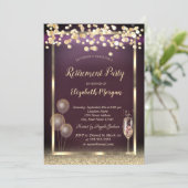 Invitation Champagne Verre Ballons Parties scintillant Gold R (Debout devant)