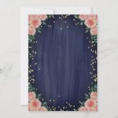 Invitation Champagne Verre Diamants Fleurs Quinceañera (Dos)