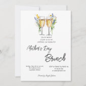 Invitation Champagne Verre Fleur sauvage Fête des Mères Brunc (Devant)