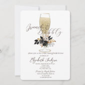 Invitation Champagne Verre Noir Rose Brunch & Bubbly (Devant)