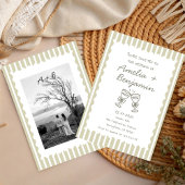 Invitation Champagne vert à rayures capricieuses Whimsical