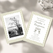 Invitation Champagne vert à rayures capricieuses Whimsical