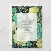 Invitation Champagne, vert et Mariage de fleurs noires (Devant)