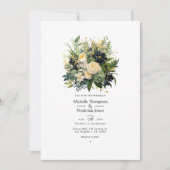 Invitation Champagne, vert et Mariage de fleurs noires (Devant)