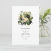 Invitation Champagne, vert et Mariage de fleurs noires (Debout devant)