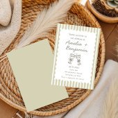 Invitation Champagne vert rayé capricieux Whimsical