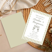 Invitation Champagne vert rayé capricieux Whimsical