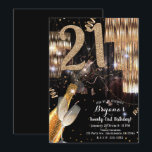 Invitation Champagne Vin Glam Pailleté Or 21e 21 Anniversaire<br><div class="desc">Personnaliser pour tout événement</div>
