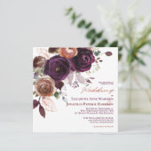 Invitation Champagne violet automne Floral Mariage géométriqu (Debout devant)