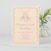 Invitation Champagne Whimsical Rose Orange (Debout devant)