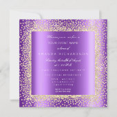 Invitation Champaigne Gold Glitter Black Confetti Purple Plum (Devant)