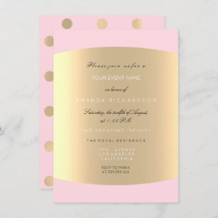Invitation Champaigne Gold Pois Sepia Rose Pink Pastel
