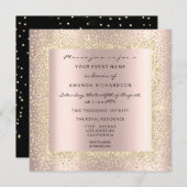 Invitation Champaigne Or Noir Minimal Confettis Rose Blush (Devant / Derrière)