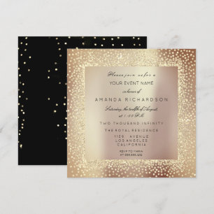 Invitation Champaigne Paillettes Or Sepia Confettis Rose Glam