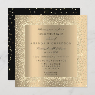 Invitation Champaigne Sepia Gold Parties scintillant Black Co