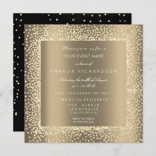 Invitation Champaigne Sepia Gold Parties scintillant Confetti