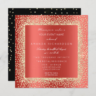 Invitation Champaigne Sepia Gold Parties scintillant Confetti