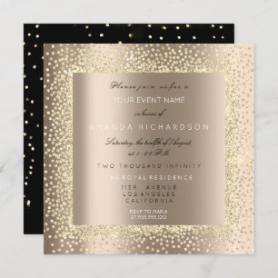 Invitation Champaigne Sepia Gold Parties scintillant Ivory Co