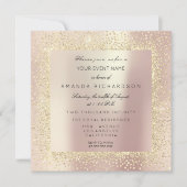 Invitation Champaigne Sepia Or Paillettes Confetti Rose Perle (Devant)