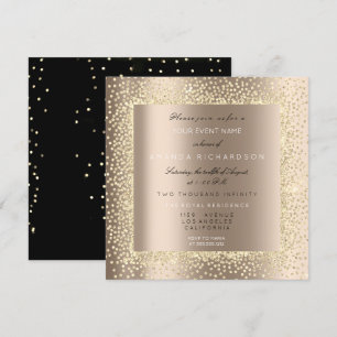 Invitation Champaigne Sepia Or Paillettes Confettis Lux