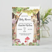 Invitation champignon baby shower forêt boisée whimsical (Debout devant)