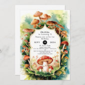 Invitation Champignon Boho coloré Anniversaire (Devant / Derrière)