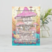 Invitation Champignon coloré Dwelling Hut Anniversaire Fête (Debout devant)