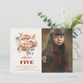 Invitation Champignon d'automne Animaux des bois Photo d'anni (Debout devant)