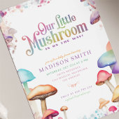 Invitation champignon pastel baby shower de forêt magique